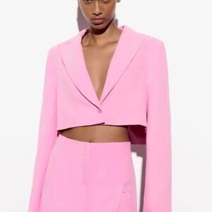 Zara Pink Women's Cropped Blazer